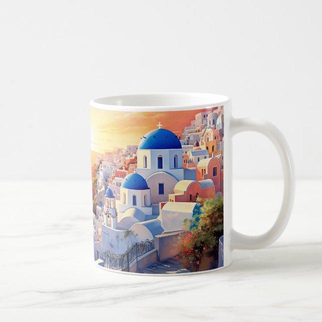 Custom Text Santorini Griechenland Sunset Kaffeetasse (Rechts)