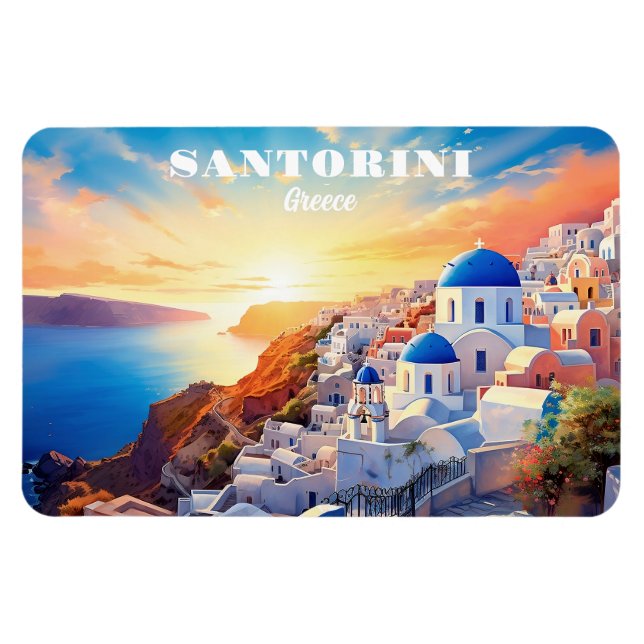 Custom Text Santorini Griechenland Sunset Magnet (Horizontal)