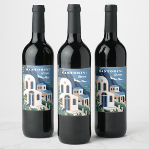 Custom Text Santorini Griechenland Weinetikett