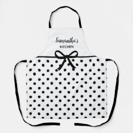 Custom Text Schwarz-weiß Polka Dos Niedlich Küche Schürze