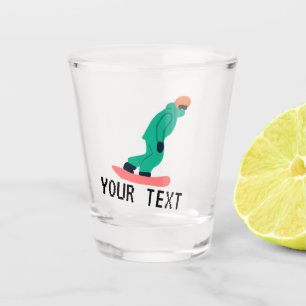 Custom Text Snowboarder Green Anzug Snowboarden Schnapsglas