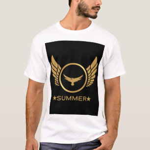 Custom Text Summer Vibes Gold Adlerbild Weiß T-Shirt