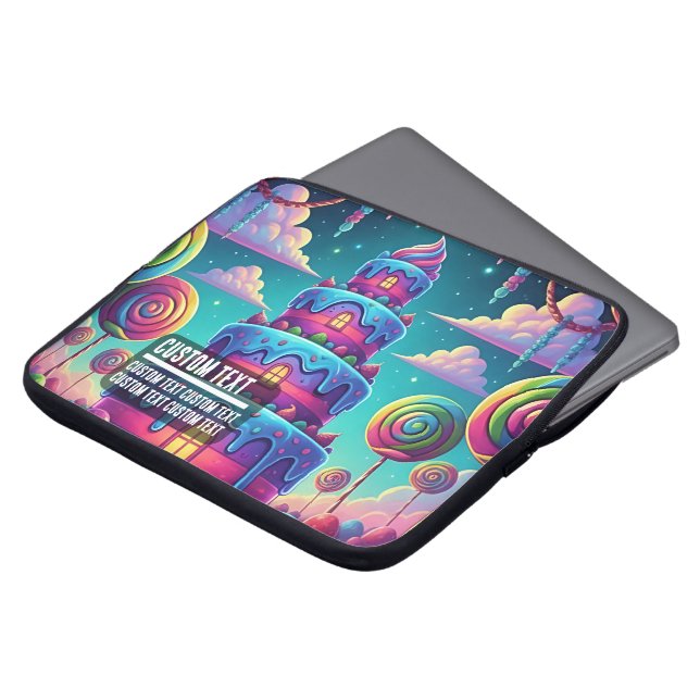 Custom Text Surreal Candy Landscape Sweet Dream Laptopschutzhülle (Vorne Oben)
