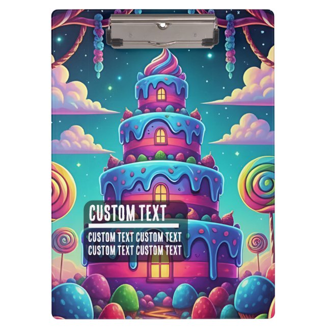 Custom Text Sweet Dreams Cake Art Whimsical Purple Klemmbrett (Vorderseite)