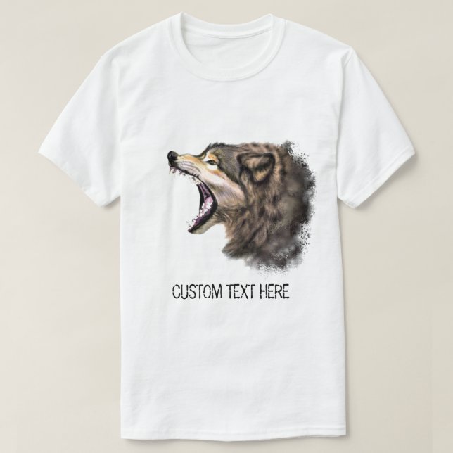 Custom Text T-Shirt with Wolf (Design vorne)