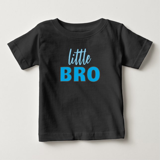 Custom Text Template Black & Blue Little Bro Baby T-shirt (Vorderseite)