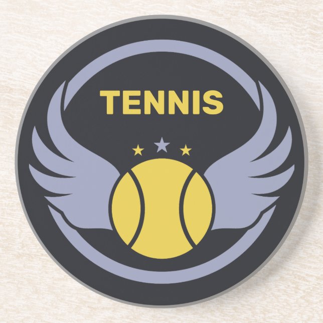 Custom Text Tennis Ball mit Flügen Getränkeuntersetzer (Vorne)