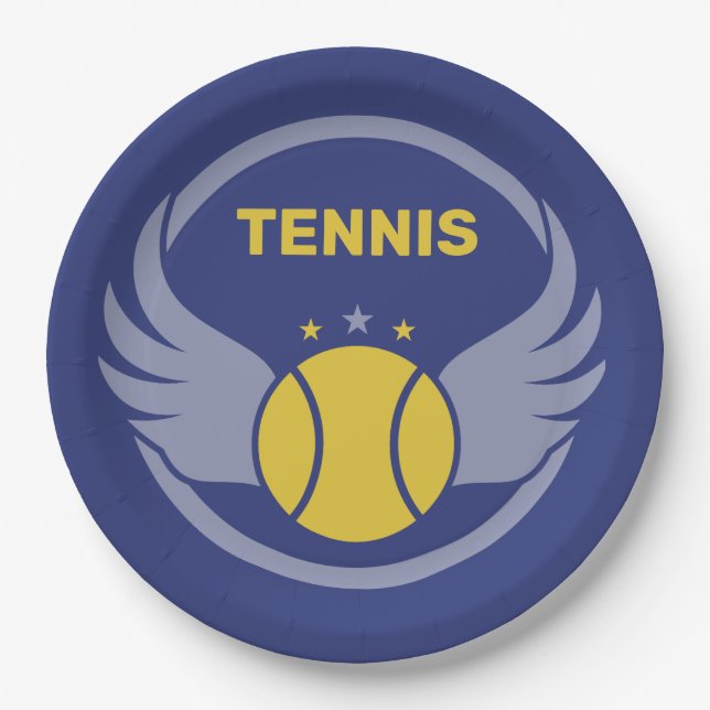 Custom Text Tennis Ball mit Flügen Pappteller (Vorderseite)