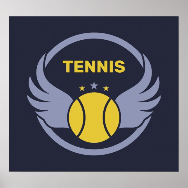 Custom Text Tennis Ball mit Flügen Poster (Vorne)