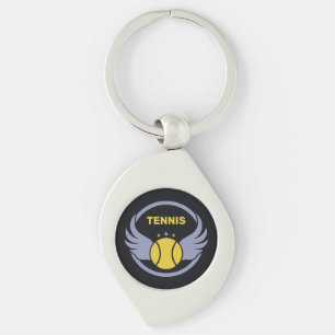 Custom Text Tennis Ball mit Flügen Schlüsselanhänger