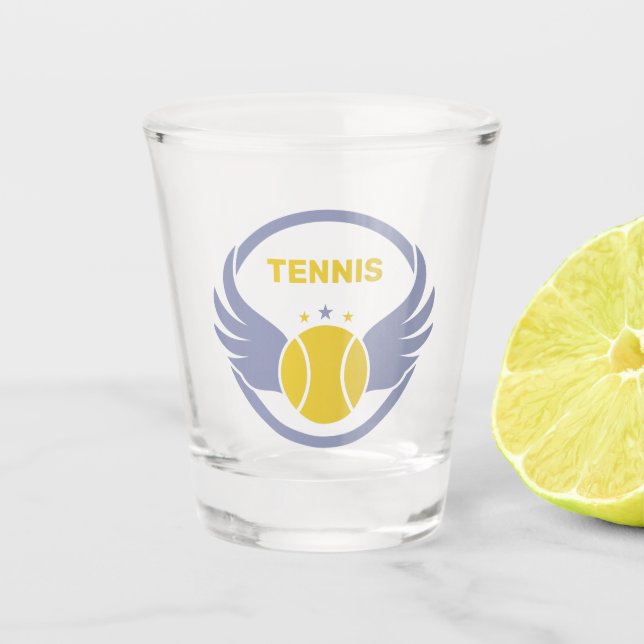 Custom Text Tennis Ball mit Flügen Schnapsglas (Vorderseite)