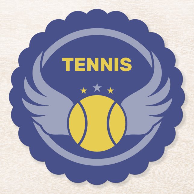 Custom Text Tennis Ball mit Flügen Untersetzer (Vorderseite)