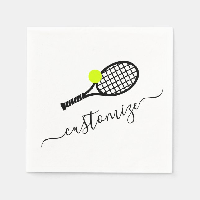 Custom Text Tennis Ball Racket Party Bankett Serviette (Vorderseite)