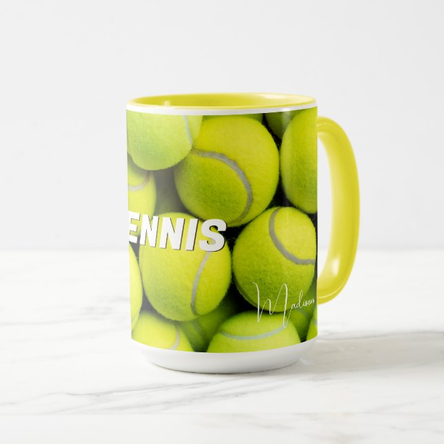 Custom Text Tennis Balls Tasse (VorderseiteRechts)