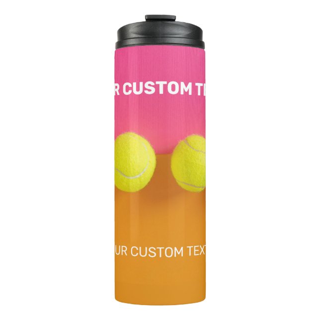 Custom Text Tennis Balls Thermosbecher (Vorderseite)