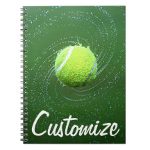 Custom Text Tennis Player Spiral Notebook