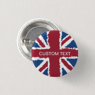 Custom Text Union Jack Flag Art von Heva Weva Button