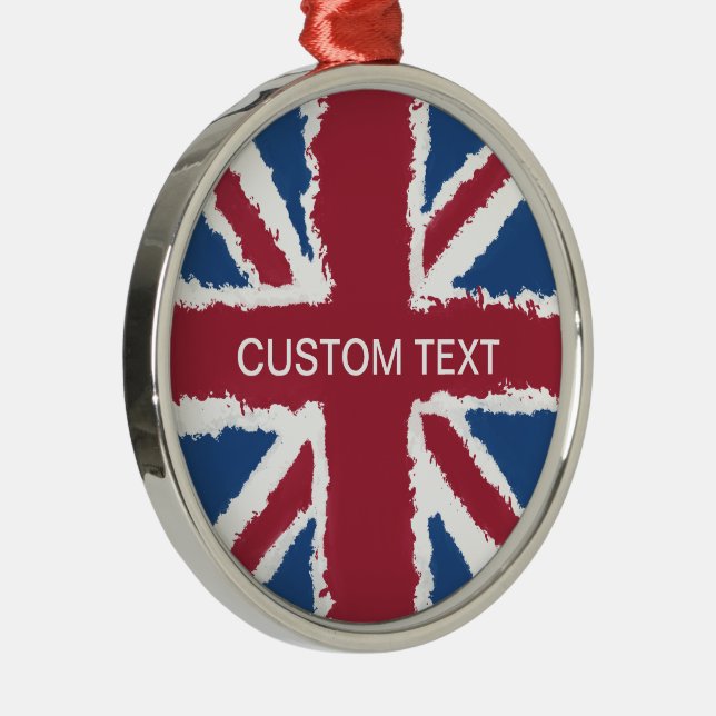 Custom Text Union Jack Flag Art von Heva Weva Ornament Aus Metall (Rechts)