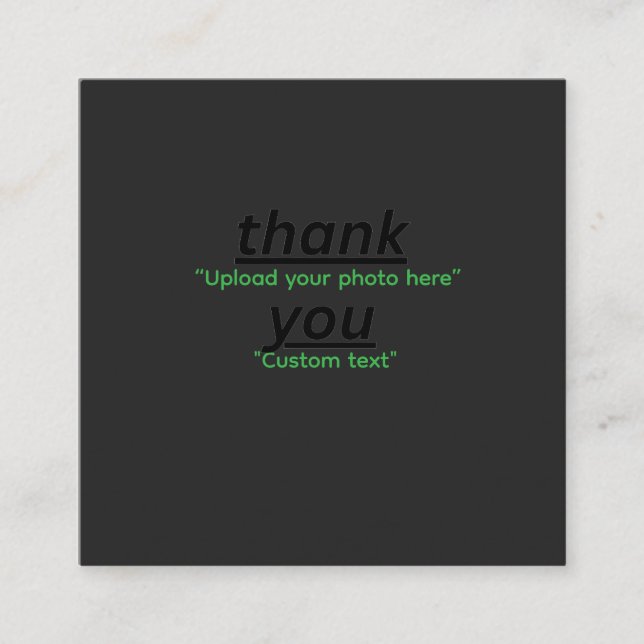 Custom Text & Upload Your Photo Personalized Quadratische Visitenkarte (Vorderseite)