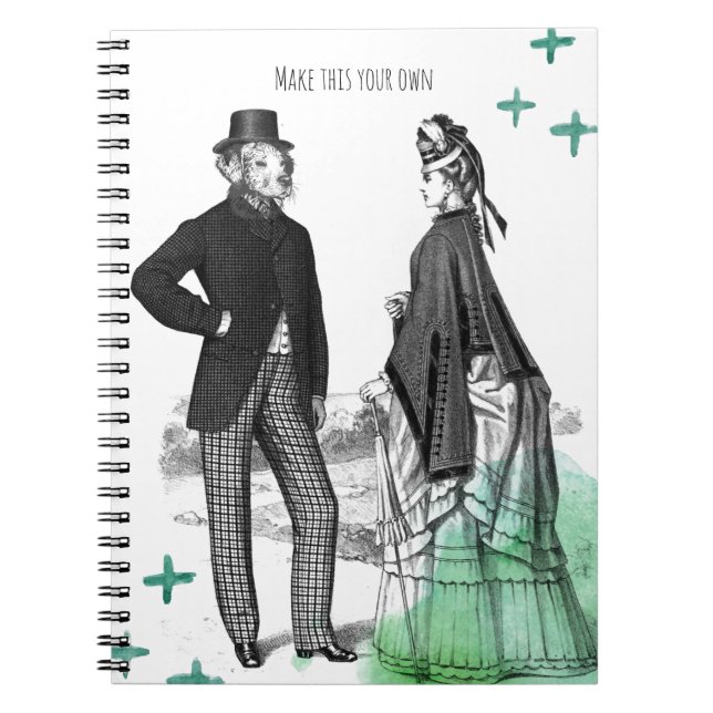 CUSTOM TEXT : Victorian Gentleman + Lady NoteBook Notizblock (Vorderseite)