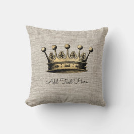 Custom Text Vintag Gold Crown Royal Queen King Kissen
