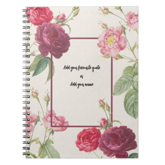 CUSTOM TEXT : Vintage Rose | Notebook Journal Notizblock