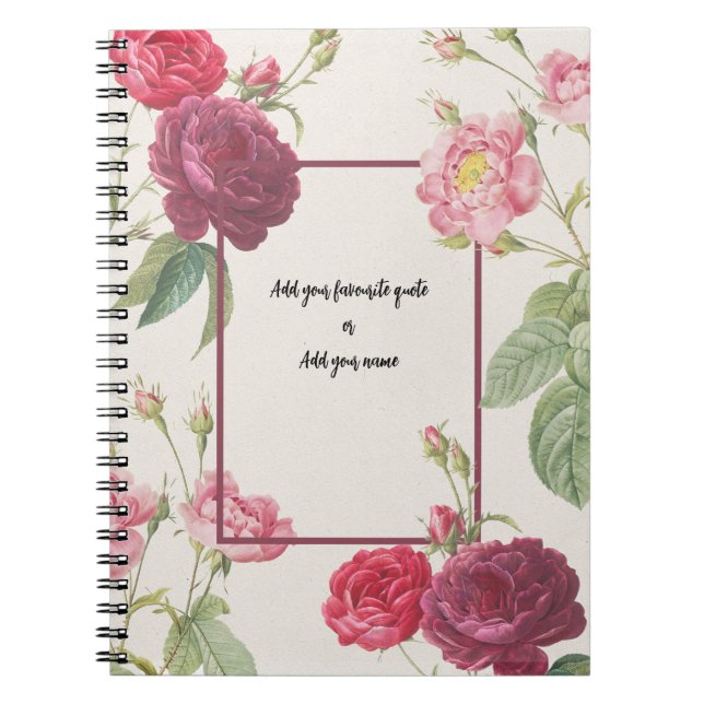 CUSTOM TEXT : Vintage Rose | Notebook Journal Notizblock (Vorderseite)