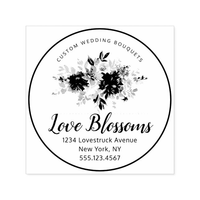 Custom Text Wedding Florist Logo Bouquet Permastempel (Design)