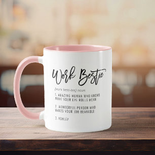 Custom Text Work Bestie Fun CoWorker Colleague Tasse