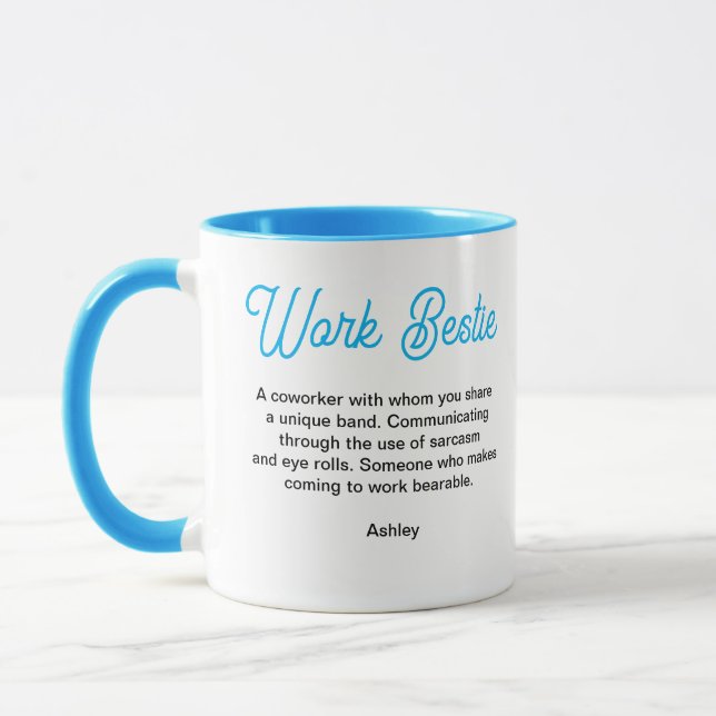 Custom Text Work Bestie Funny Coworker Gift Work Tasse (Links)