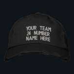 Custom Text Your Hat Embroidered Baseball Cap Bestickte Baseballkappe<br><div class="desc">Simple Personalized Promotional Cap - Add Your Text - Name - Team - Company / Number / Letter / Slogan - Tagline / or Website , Phone , E-mail , Social Media Handle , Address , Logo - Photo / more - Choose Your Color / Size / Font - Make...</div>