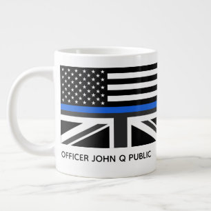 Custom Thane Blue Line American and UK Flag Jumbo-Tasse