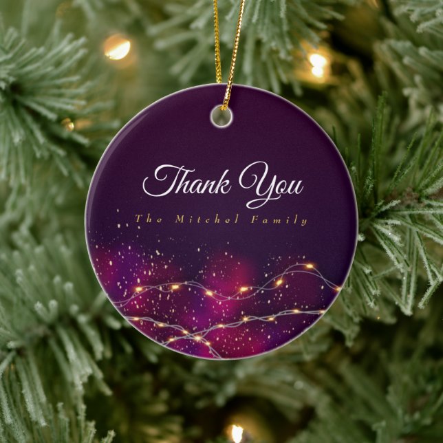 Custom Thank You Circler family name christmas Keramik Ornament (Baum)