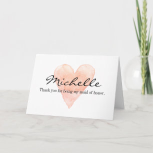 Custom Thank you for being my maid of honor cards Dankeskarte