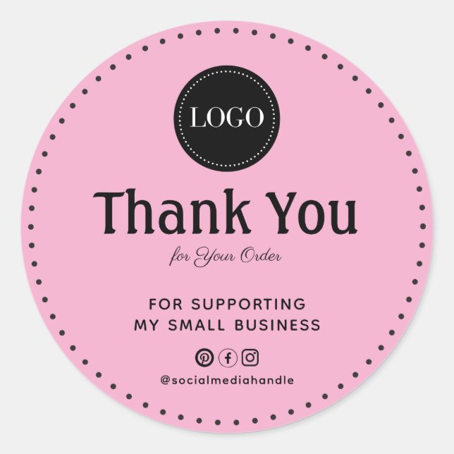 Custom Thank You For Supporting My Small Business Runder Aufkleber (Vorderseite)