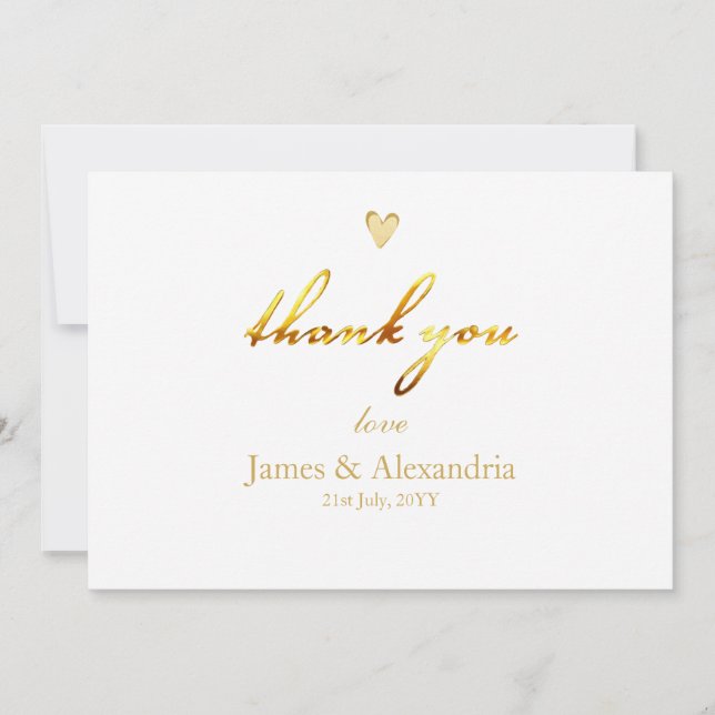 Custom Thank You Gold Script Dankeskarte (Vorderseite)