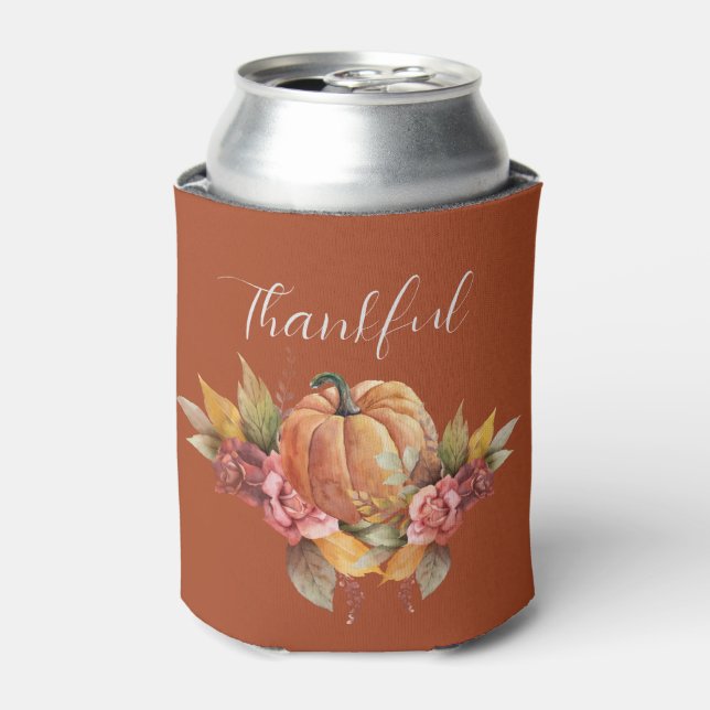 Custom Thanking Erntedank Autumn Orange Pumpkin Dosenkühler (Kanne Vorderseite)