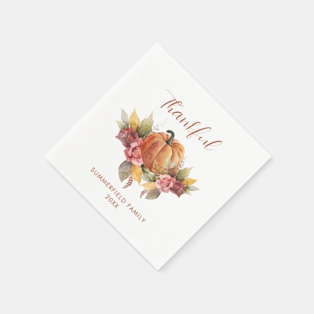 Custom Thanking Erntedank Autumn Orange Pumpkin Serviette (Ecke)