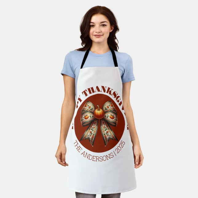 Custom Thanksgiving white &brown elegant Pumpkins Schürze (Getragen)
