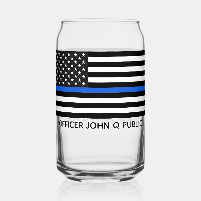 Custom Thin Blue Line American Flag Dosenglas (Vorderseite)
