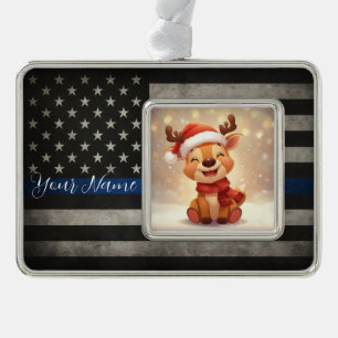 Custom Thin Blue Line Gerahmte Ornament Rahmen-Ornament Silber