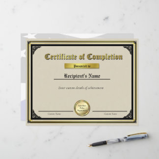 Custom Thin Blue Line Gold Siegel Certificate