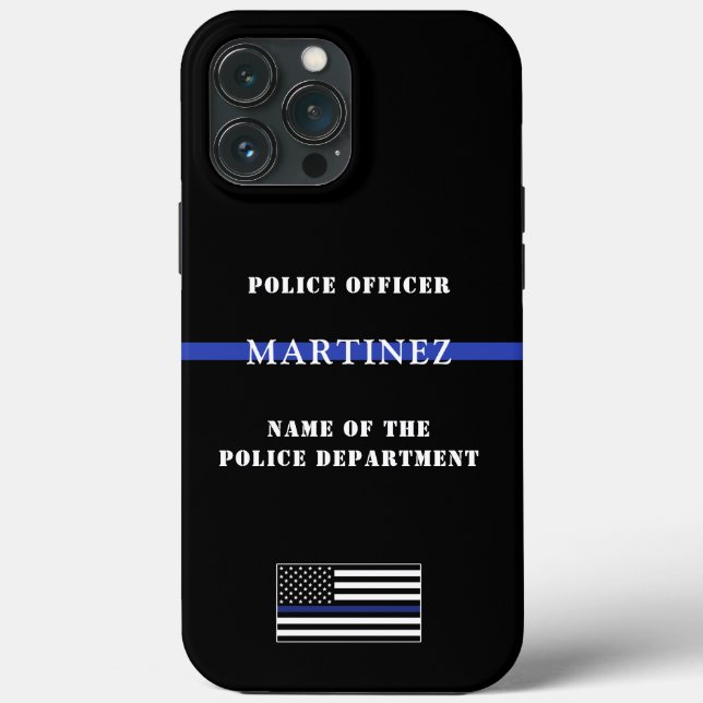 Custom Thin Blue Line Police Officer US Flag Case-Mate iPhone Hülle (Rückseite)