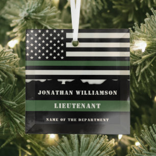 Custom Thin Green Line USA Flag Military Soldier Ornament Aus Glas