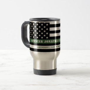 Custom Thin Green Line USA Flag Military Soldier Reisebecher