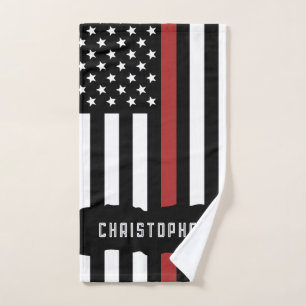 Custom Thin Red Line USA Flag Firefighter Handtuch
