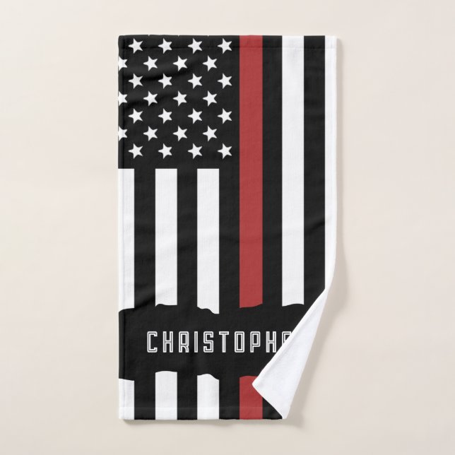 Custom Thin Red Line USA Flag Firefighter Handtuch (Handtuch)