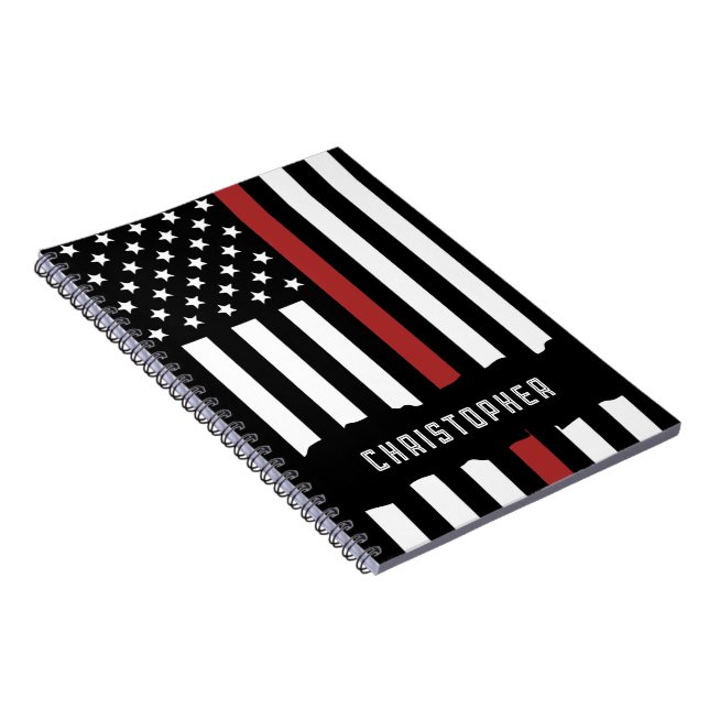 Custom Thin Red Line USA Flag Firefighter Notizblock (Rechte Seite)