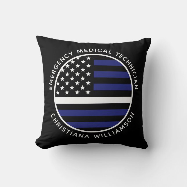 Custom Thin White Line USA Flag EMS EMT Kissen (Vorderseite)