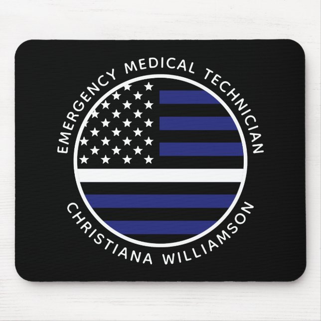 Custom Thin White Line USA Flag EMS EMT Mousepad (Vorne)